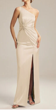 AW BRIDAL SZ 6 S champagne Finna wedding guest formal party maxi dress 0B17